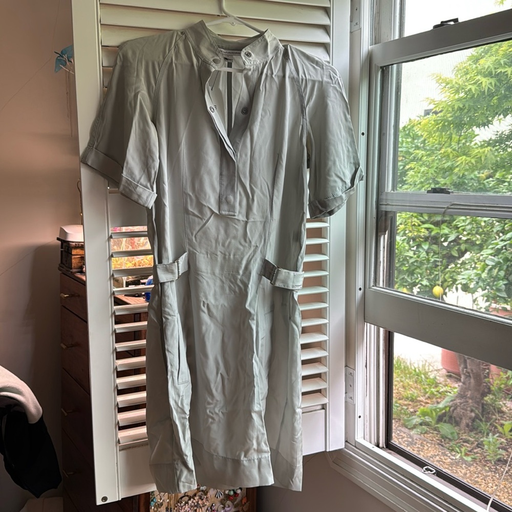 Dove grey silk Diane von Furstenberg shirt dress